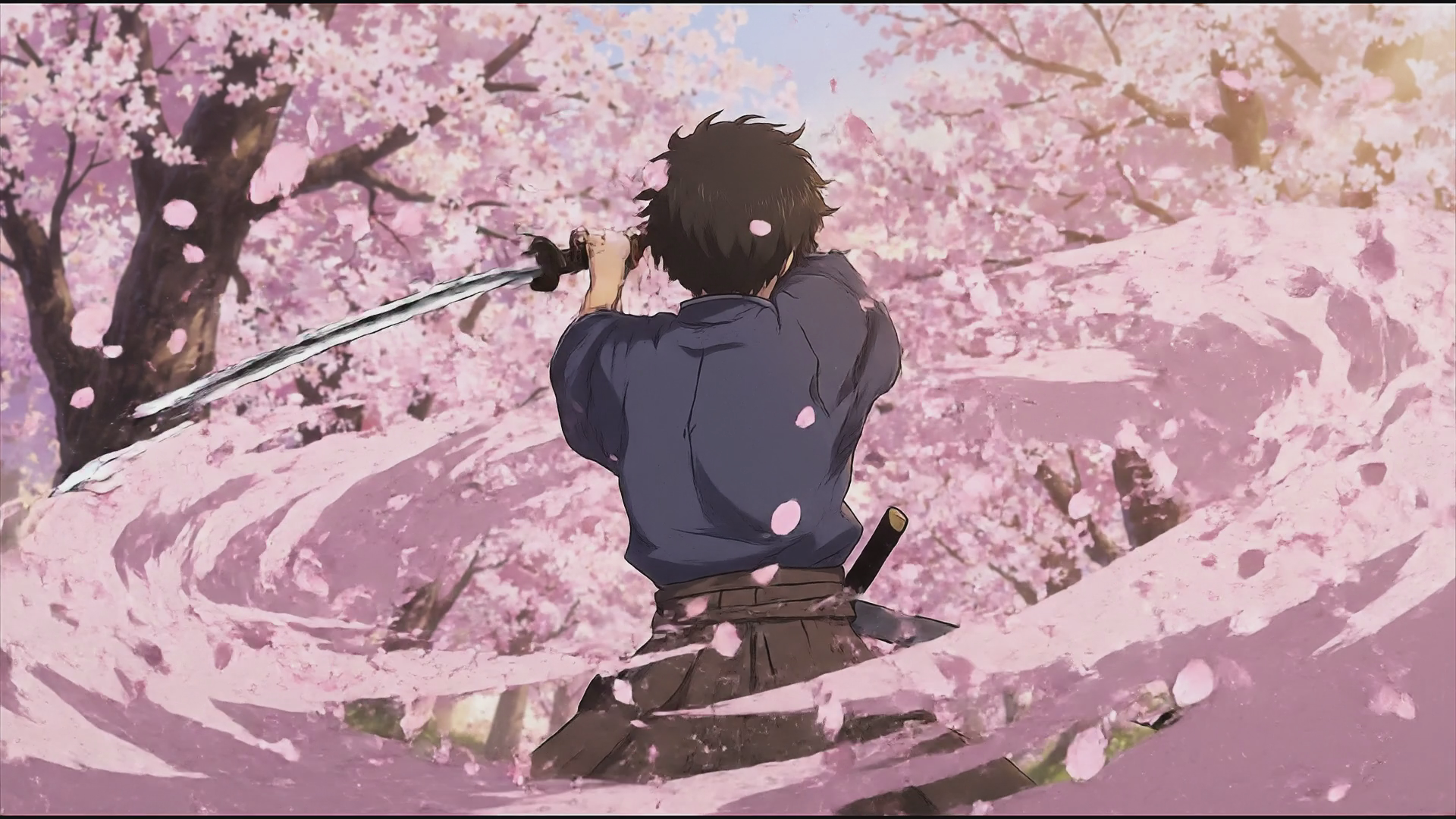 Anime style animation with dramatic lighting and expressive character movement