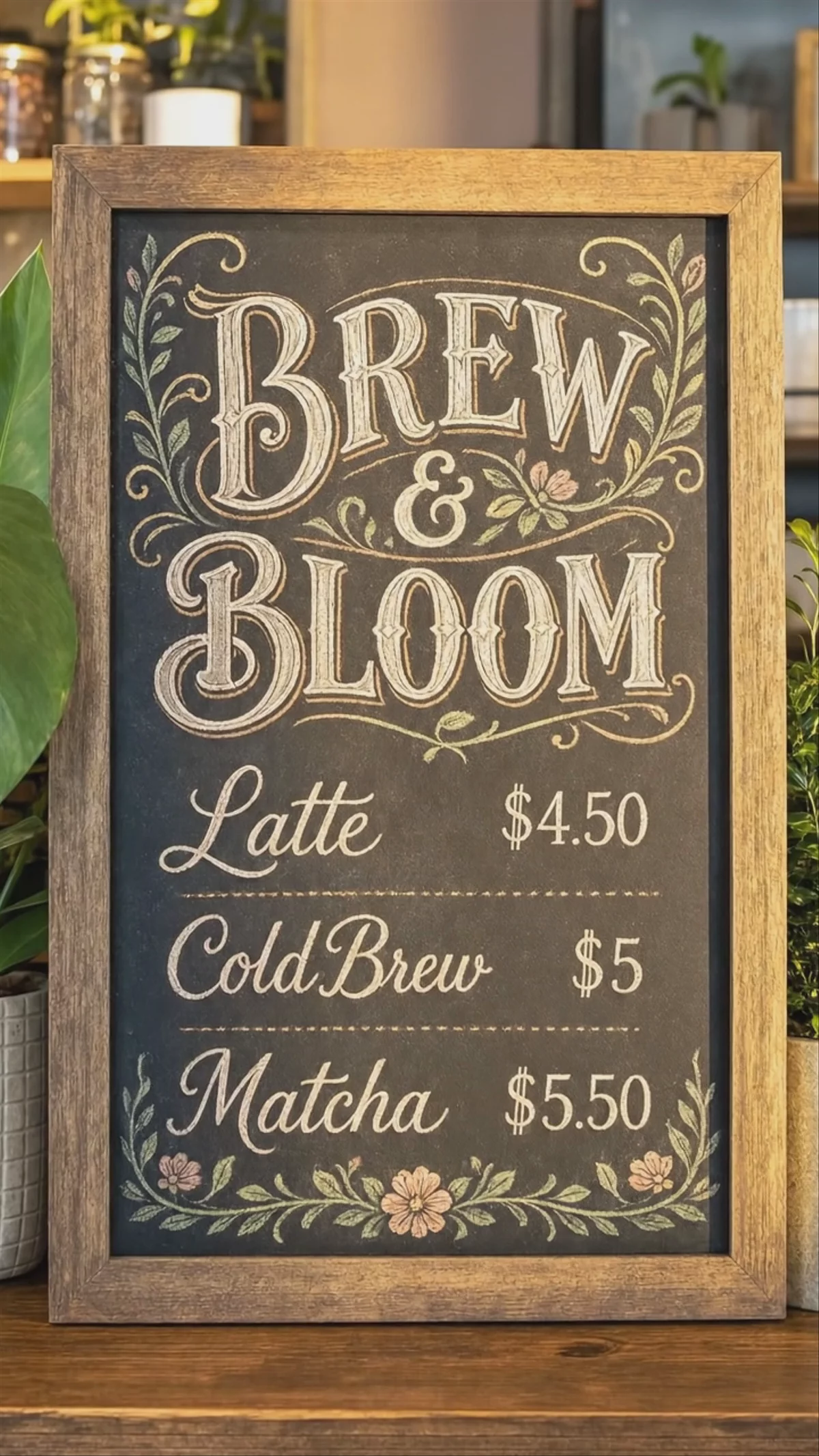 VideoGen image-to-video cafe chalkboard push-in example.